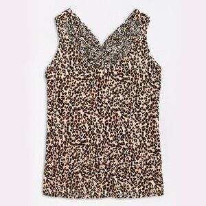 Maurices Leopard Macrame Neck Tank Top